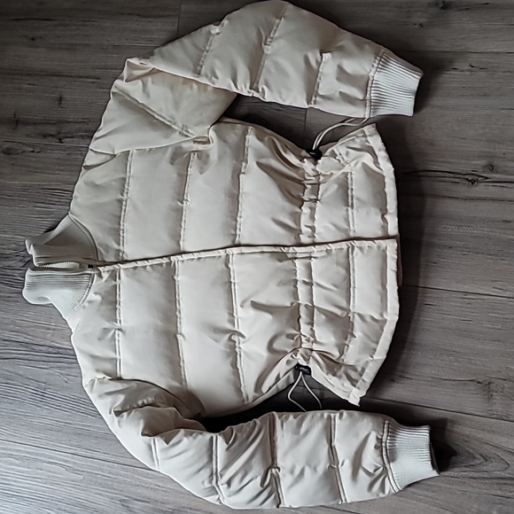 DKNY//Jeans Cream Down Jacket Size Large - Picture 5 of 13